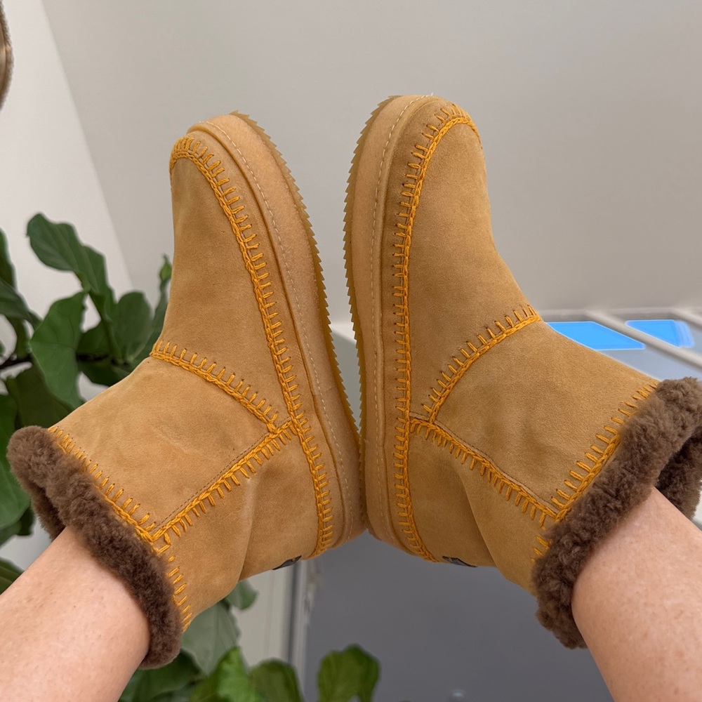 Free people NWT Laidback London Shearling Nyali Croquet camel suede Ankle Boot 🙏 - Picture 3 of 12